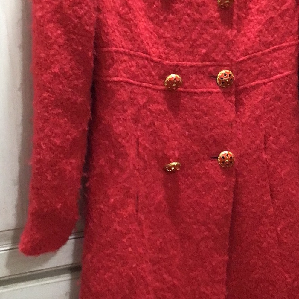 Beth Bowley Scarlet Textured Wool Mohair Silk Lined Peacoat Jacket $358 retail - Picture 5 of 11